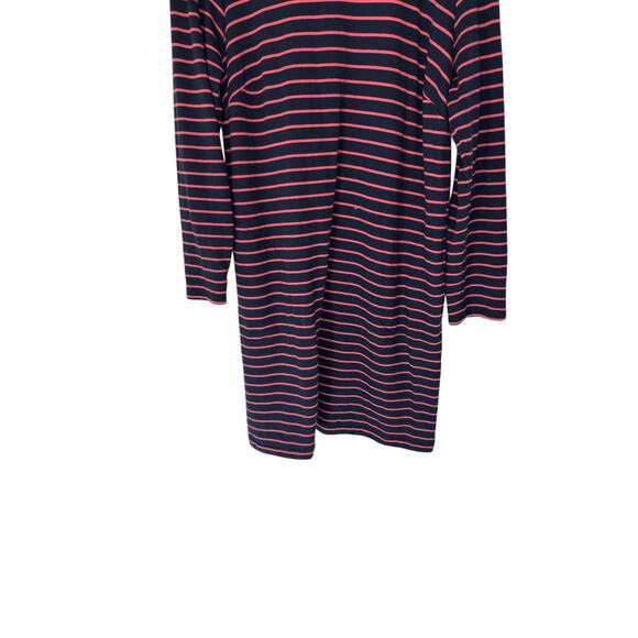 J. Jill Dress Pink Blue Striped Short Mock Neck Long Sleeve Casual Large - Picture 3 of 11